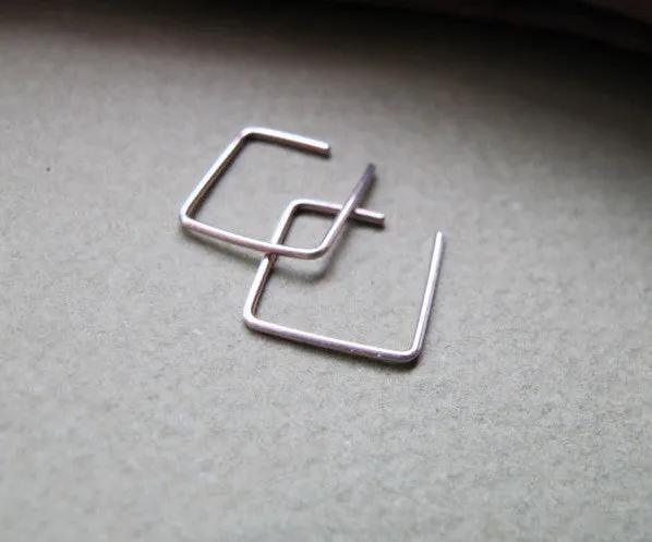 Square Hoops - Sterling Silver Square Earrings