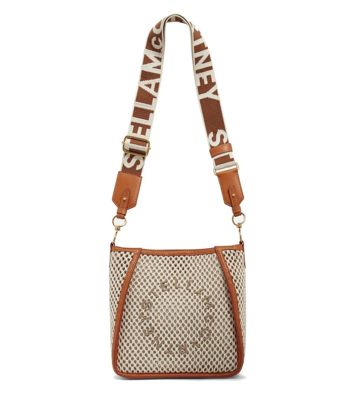 Stella Logo Mini Crossbody Hobo Rope Mesh, Ivory/Beige