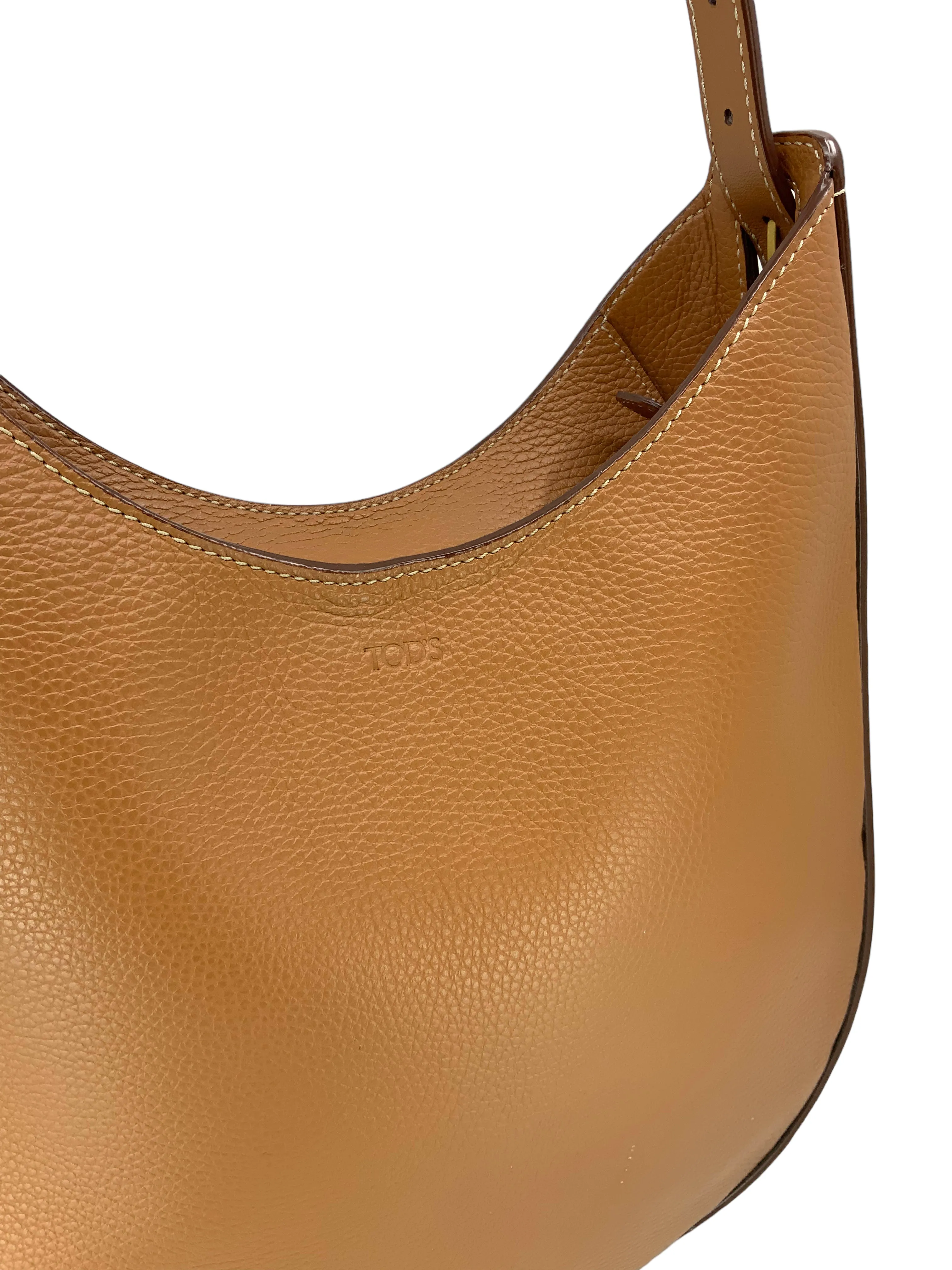 TOD'S Logo Plaque Leather Shoulder Bag