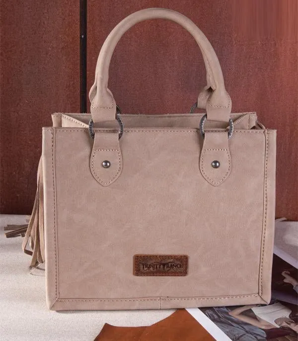 Trinity Ranch cowhide tote crossbody in beige