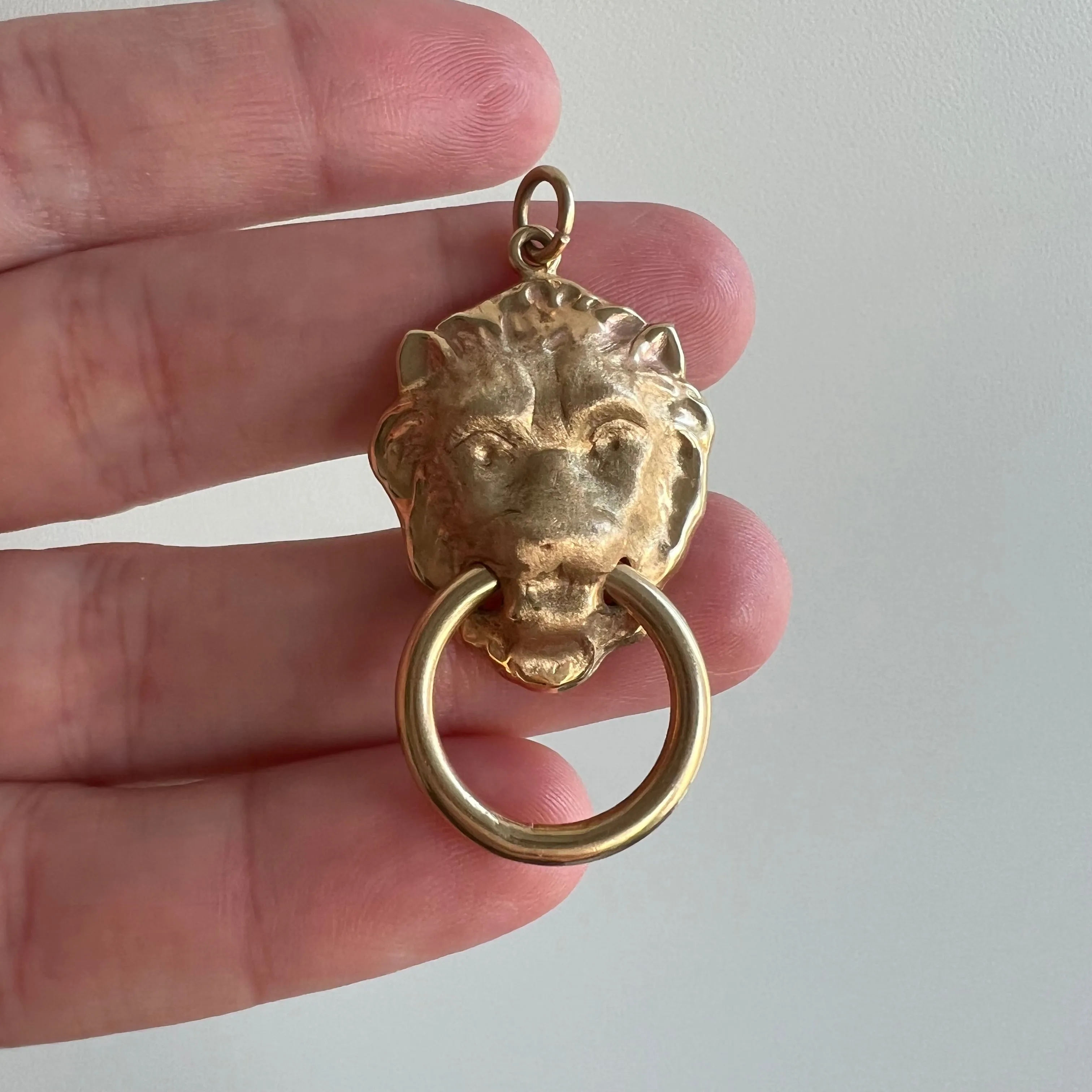 V I N T A G E // beastly door knocker / 14k yellow gold pendant or charm