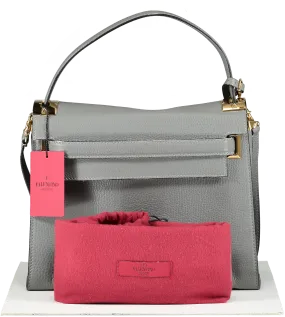 Valentino Garavani Grey Leather Medium My Rockstud Top Handle Bag