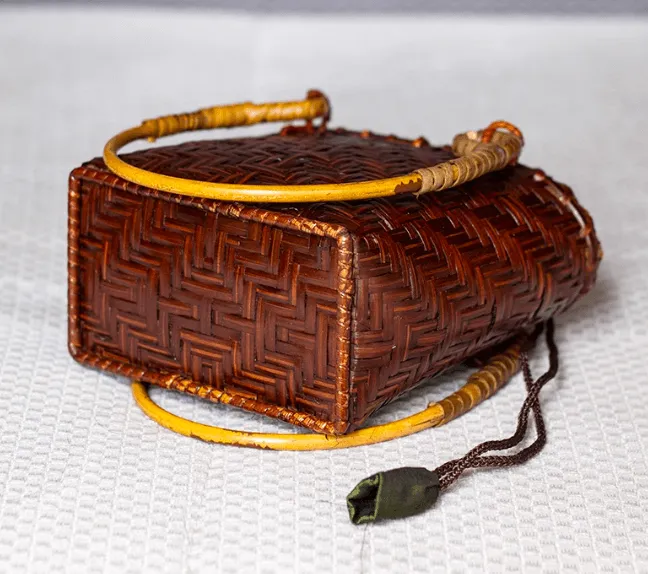 Vintage Handmade Bamboo Handbag Casual Square Bag