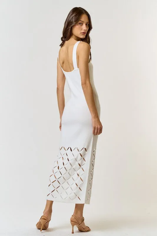 White Detail Midi Dress