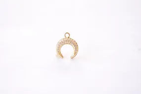 Wholesale Moon Cubic Zirconia Charm - 16k Gold plated Brass Micro Pave CZ Half Moon Crescent Waning Moon Eclipse Celestial Pendant B203