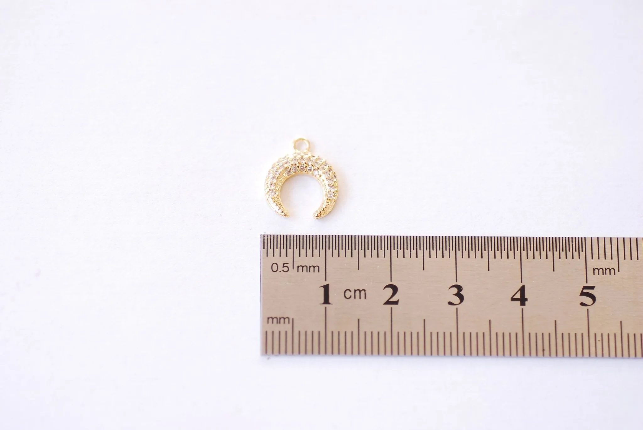 Wholesale Moon Cubic Zirconia Charm - 16k Gold plated Brass Micro Pave CZ Half Moon Crescent Waning Moon Eclipse Celestial Pendant B203